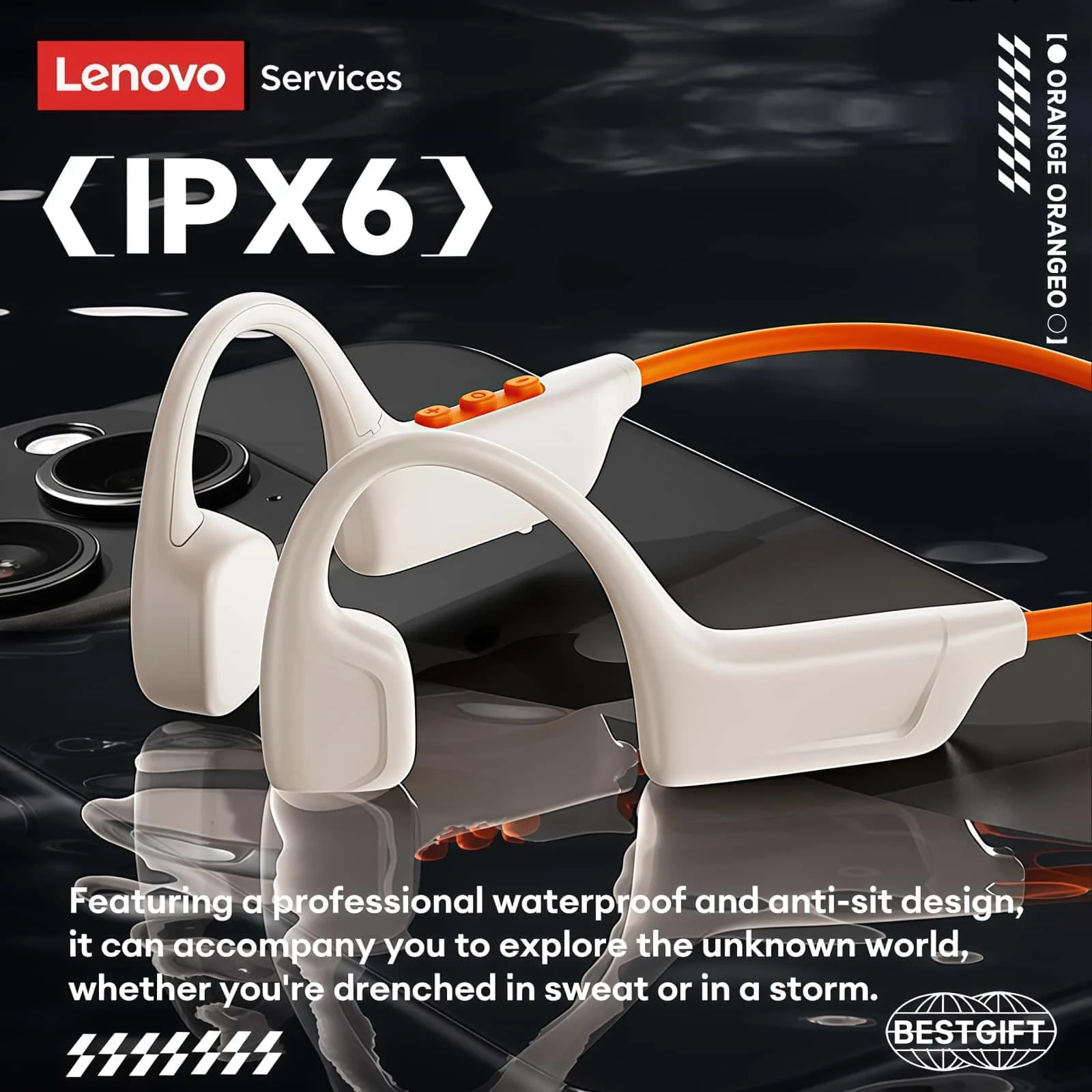 Lenovo S102 Earphones Bone Con - Bone Conduction Running Headphones 评论和价格