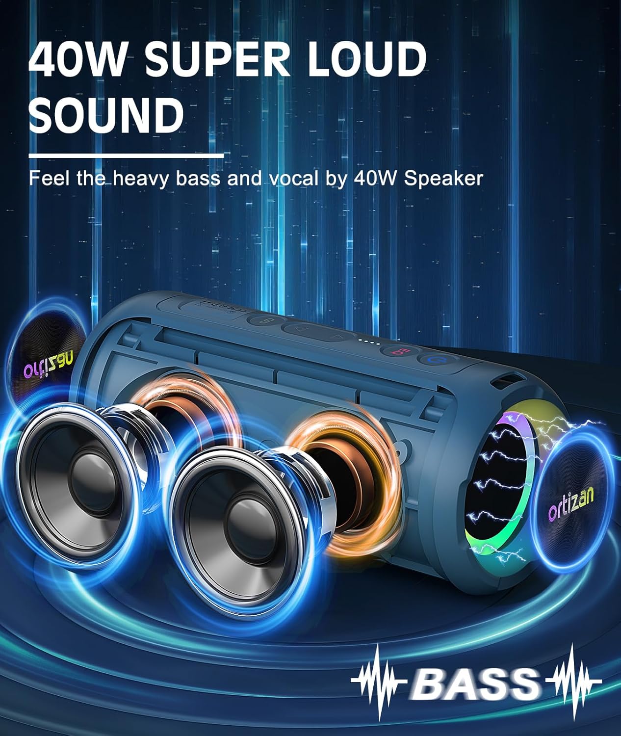 Ortizan Wireless Bluetooth Spe - Portable Bluetooth Speaker Waterproof Ipx7 评论和价格