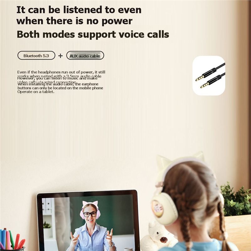 Foldable Bluetooth 5.3 Wireles - Cat Ear Bluetooth Headset Led 评论和价格