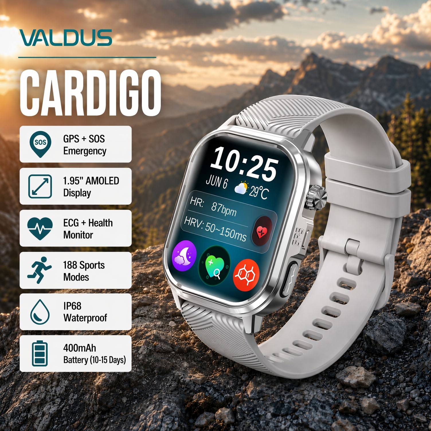VALDUS CARDIGO Men Women ECG H - Smartwatches 评论和价格