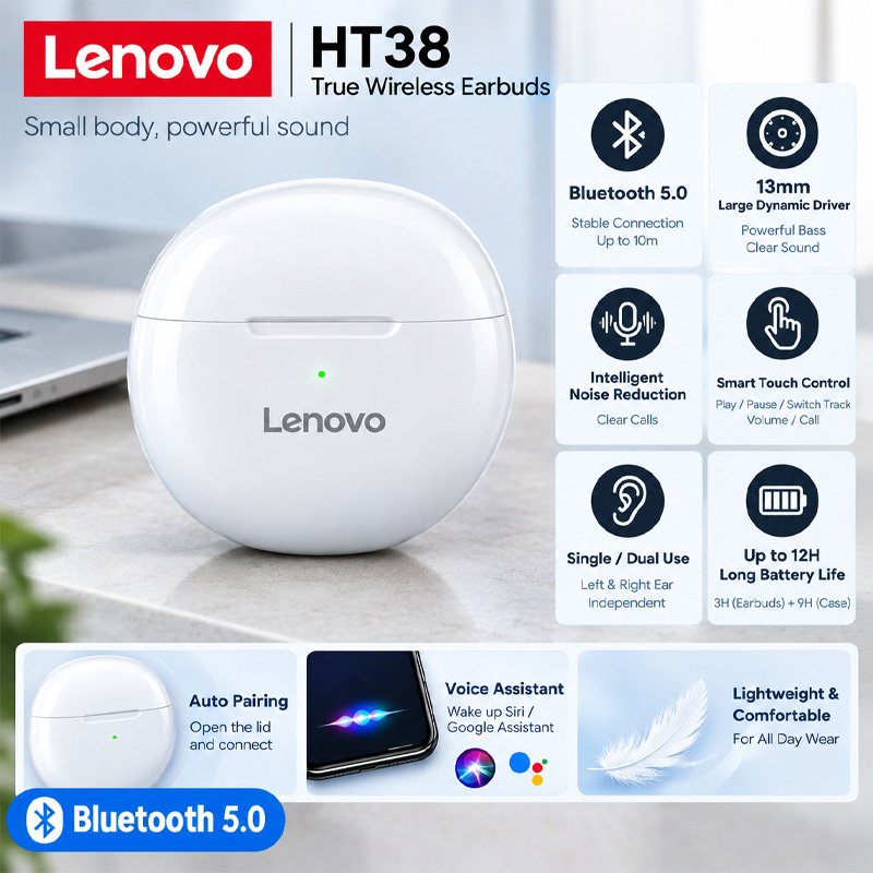 Lenovo HT38 TWS Sport Earphone - Type C Wired Earphones With Mic 评论和价格