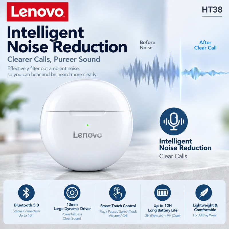 Lenovo HT38 TWS Sport Earphone - Type C Wired Earphones With Mic 评论和价格